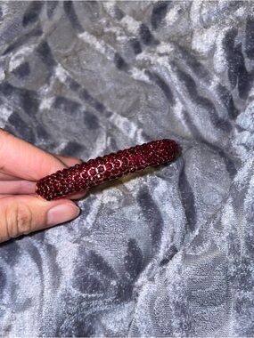 Rhinestone Pave Red Crystal Bangle Bracelet